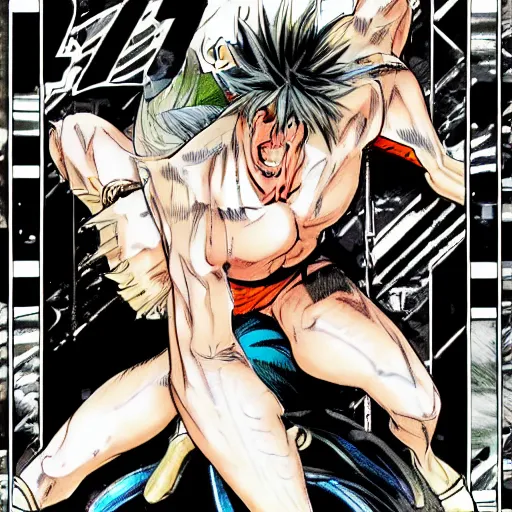 Image similar to Cover of MMA manga, full colored, drawn by Masamune Shirow