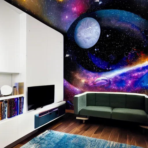 Prompt: Liminal space in outer space, Room design