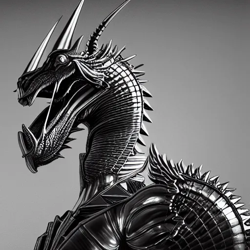 Prompt: hyperrealism aesthetic close - up photography computer simulation visualisation in araki nobuyoshi style of parallel universe surreal movie scene with detailed stylish medieval dragon wearing neorofuturistic sci - fi crown designed by josan gonzalez. hyperrealism photo on pentax 6 7, by giorgio de chirico volumetric natural light rendered in blender
