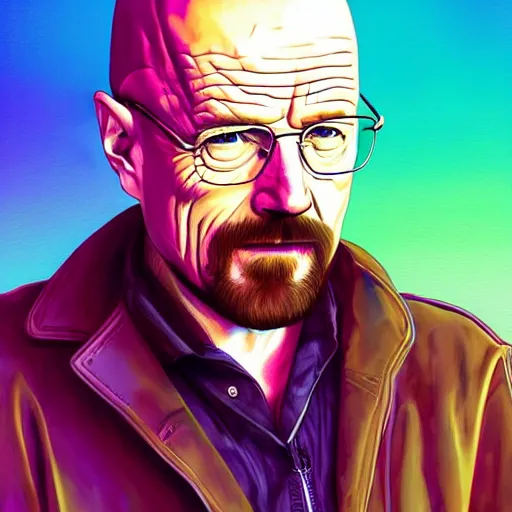 Image similar to walter white mounting jesse pinkman, and a purple coloured leather jacket, one side haircut, long brown hair with light blue ends, portrait, hyperdetailed, artstation, cgsociety, synthwave by tangerine dream, by jean - michel jarre, by vangelis, by john carpenter