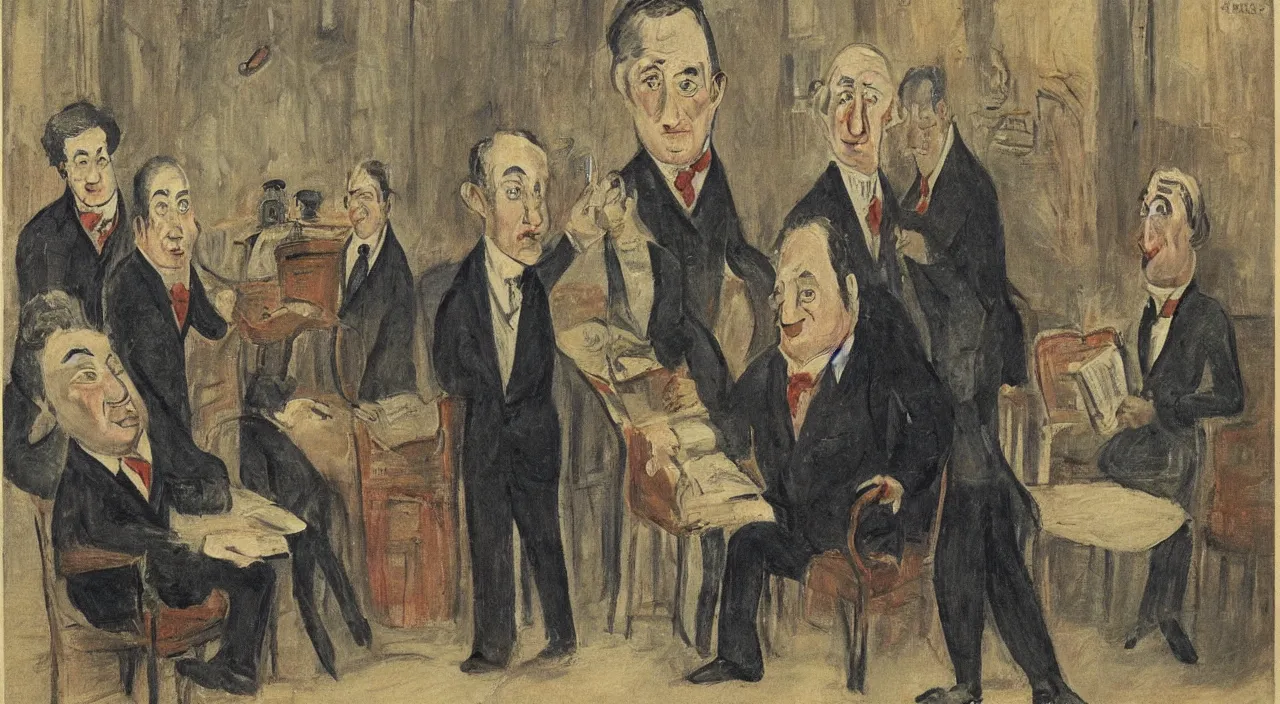 Prompt: a cartoon of a president by Tobias Stimmer and Maurice Utrillo