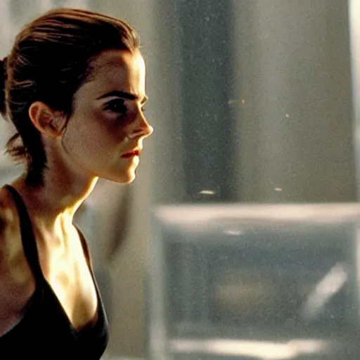 Prompt: movie still of emma watson in die hard