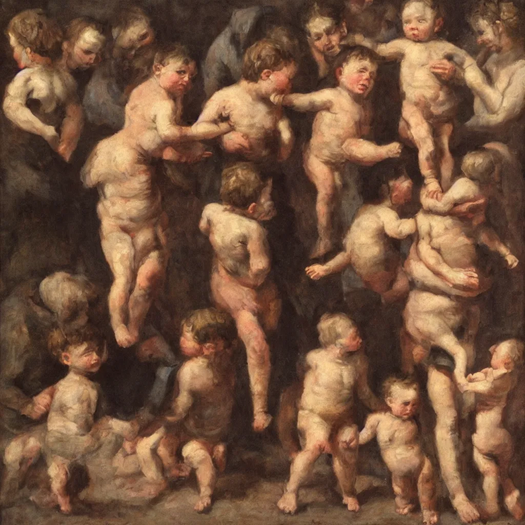 Image similar to the limbo of infants, oil painting