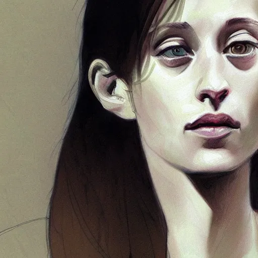 Image similar to a beautiful sketch painting portrait of Young Fiona apple in the late 1990s, Artstation, CGsociety