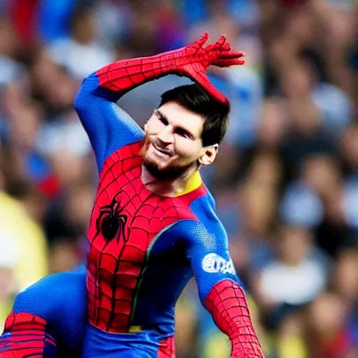 Image similar to Leonel Messi as spiderman