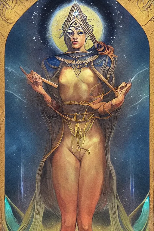 Image similar to The fool tarot card stunning mystic ethereal by steve skroce and william blake featured featured on artstation, cgsociety, Behance hd