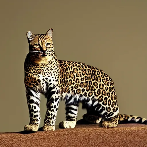 Image similar to cat with a head of a leopard, national geographic