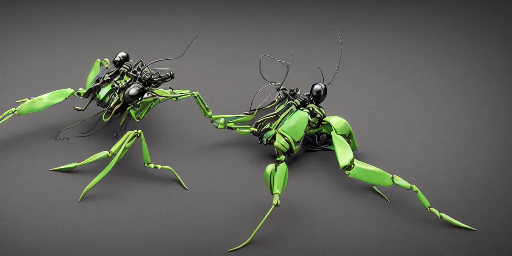 Prompt: photo of industrial design praying mantis biomorph Dvg bionicle insectoid mechanical design electronics nano TrArtifficial Smart Turbo bionicle organism biomimmicry exoskeleton hydraulics trending on behance visualisation industrial design object robot headcrab vrat unreal engine Space design concept 3D unreal engine