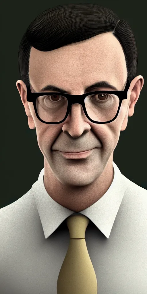 Prompt: 50 year old brunette man with very short hair, round face, circle face, circular face, wide face, big chin, thick neck , romanian, silver small glasses, romanian heritage, brown eyes, brown smiling eyes, olive skin, round bulbous nose, round chin, clean shaven wide face, thin lips, digital art, concept art, cgsociety, painterly, painting, 8k, illustration, painting, dramatic, beautiful, art by loish loish loish, cartoon, stylized painterly, trending on artstation, medium shot, uncropped