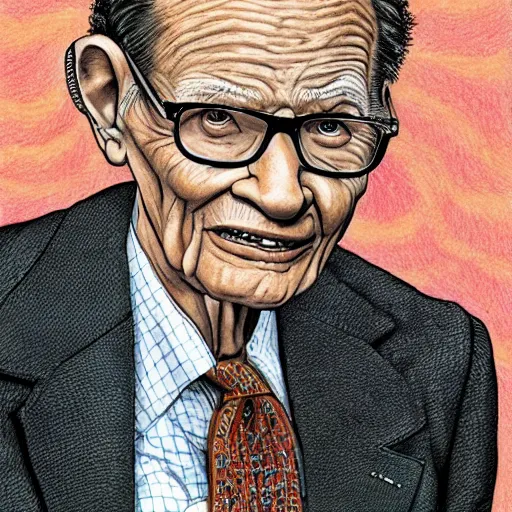 Image similar to The Artwork of R. Crumb and his Cheap Suit Larry King tells you to have more relations, pencil and colored marker artwork, trailer-trash lifestyle