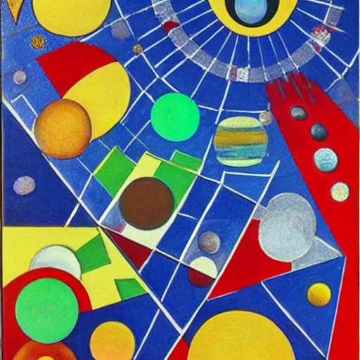 Image similar to solar system in the style of cubism