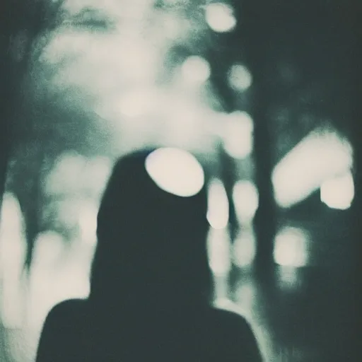 Image similar to a polaroid portrait of a beautiful grunge scene girl, bokeh, lit from behind, heavy film grain, color bleed