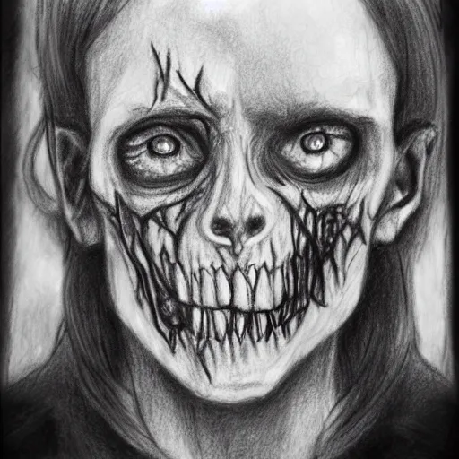 Prompt: pencil sketch of a zombie portrait