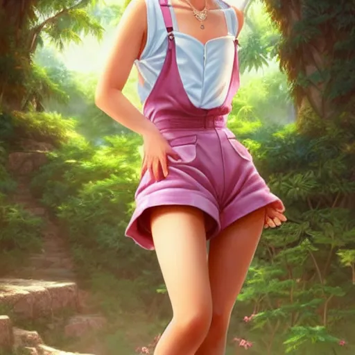 Image similar to a beautiful young japanese natalie portman alluring gravure model, wearing elegant designer overalls, elegant overalls with mesoamerican patterns, by akira toriyama and wlop and ilya kuvshinov and artgerm and, aesthetic, gorgeous, stunning, alluring, attractive, artstation, deviantart, pinterest, digital art