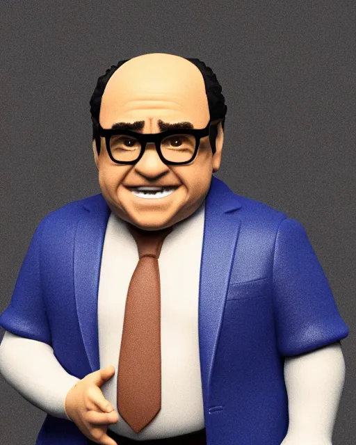 Prompt: full body 3d render of Danny DeVito as a funko pop, studio lighting, white background, blender, trending on artstation, 8k, highly detailed