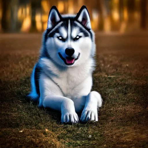 Image similar to princess moonmoon siberian husky, award winning, digital art, realism, dramatic lighting, bokeh, 8k