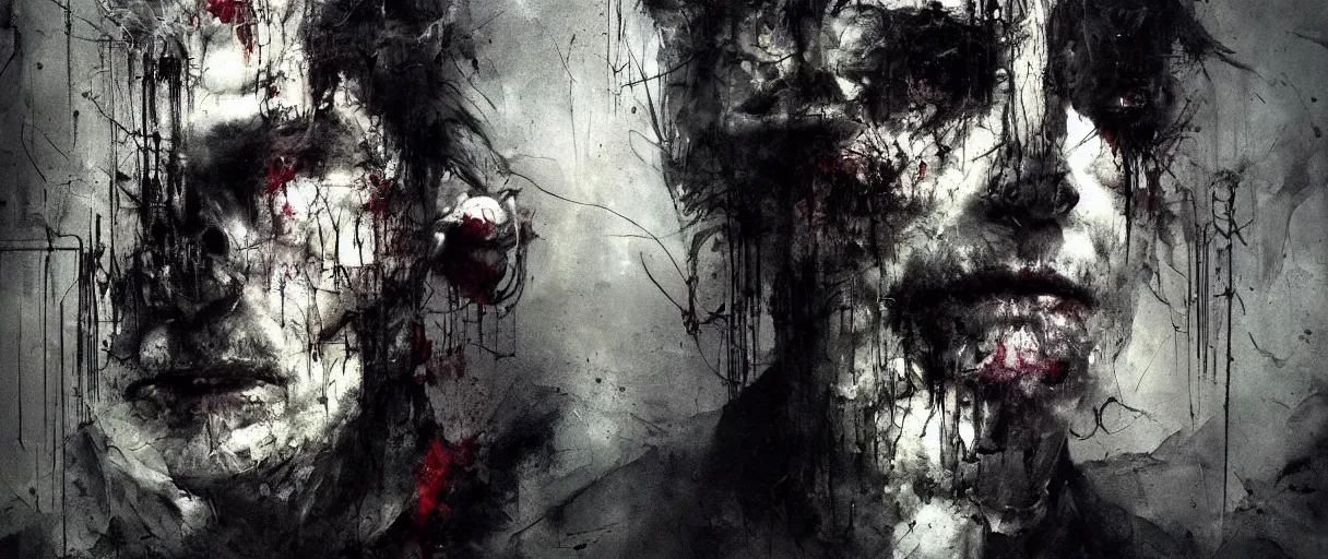 Image similar to portrait of the unseen elder vampire by emil melmoth zdzislaw beksinki craig mullins yoji shinkawa realistic render ominous detailed photo atmospheric by jeremy mann francis bacon and agnes cecile ink drips paint smears digital glitches glitchart