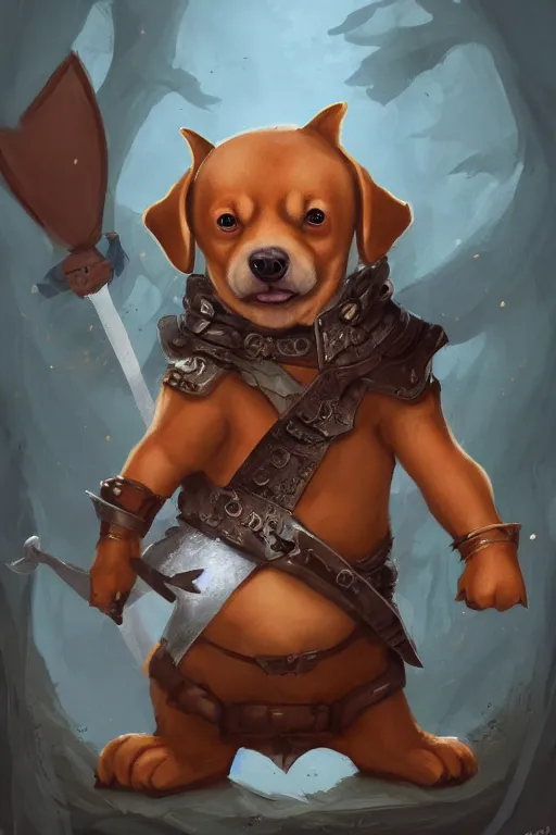 Image similar to cute anthropomorphic fat Pinscher knight wearing a cape and a crown, tiny, small, miniature bear, baby animal, short, pale blue armor, cute and adorable, pretty, beautiful, DnD character art portrait, matte fantasy painting, DeviantArt Artstation, by Jason Felix by Steve Argyle by Tyler Jacobson by Peter Mohrbacher, cinematic lighting