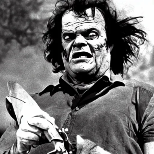 Image similar to jack nicholson playing leatherface in texas chainsaw
