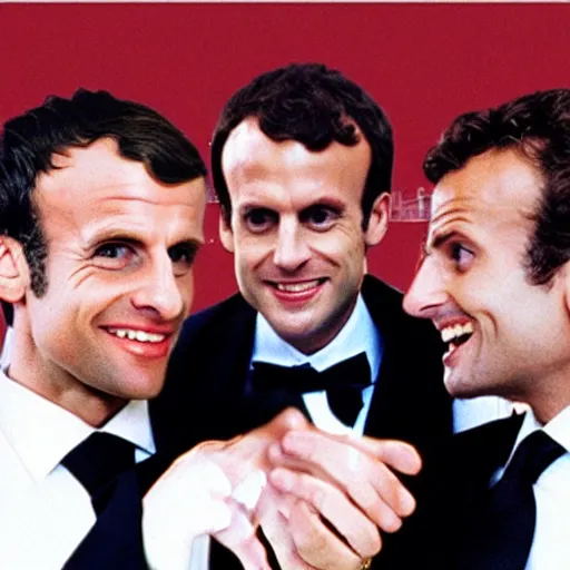 Image similar to three Emmanuel Macron in American Psycho (1999)