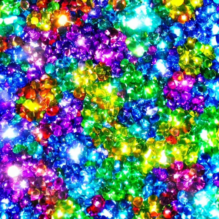 Prompt: multicolored crystals, growing, exploding, bright, colorful, photorealistic, ultra detailed, reflections, rainbow, 4 k