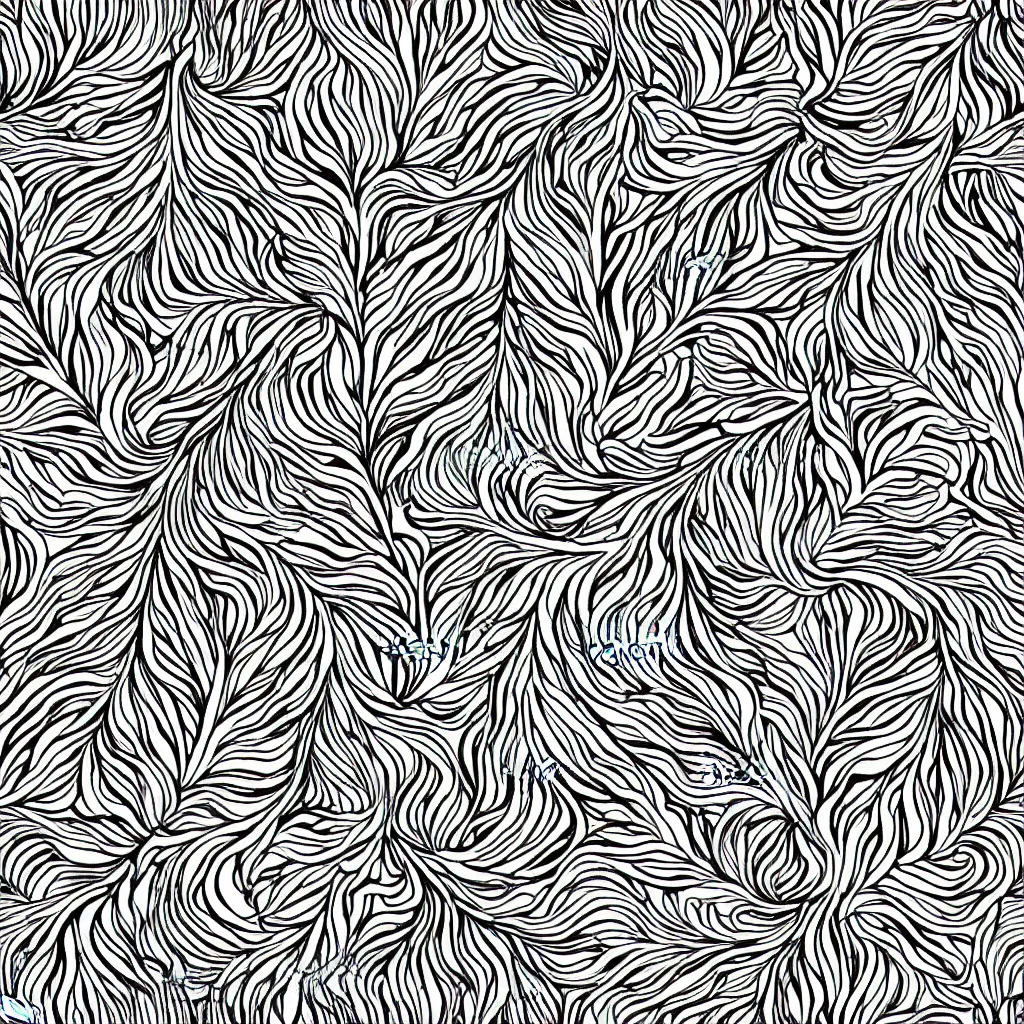 Image similar to seamless pattern of psychedelic roots. black and white, drawing, white background, seamless, ornament.