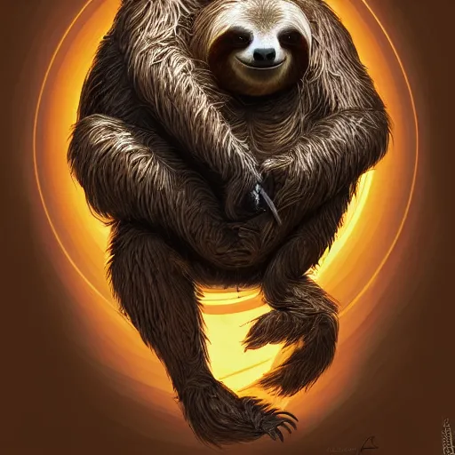 Prompt: detailed science - fiction character portrait of a sloth eating sushi, intricate, wild, highly detailed, digital painting, artstation, concept art, smooth, sharp focus, illustration, art by artgerm and greg rutkowski and alphonse mucha