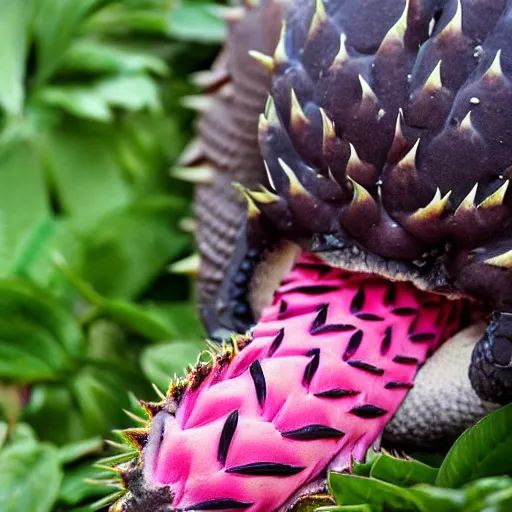 Prompt: photo of a cute dragonfruit pangolin