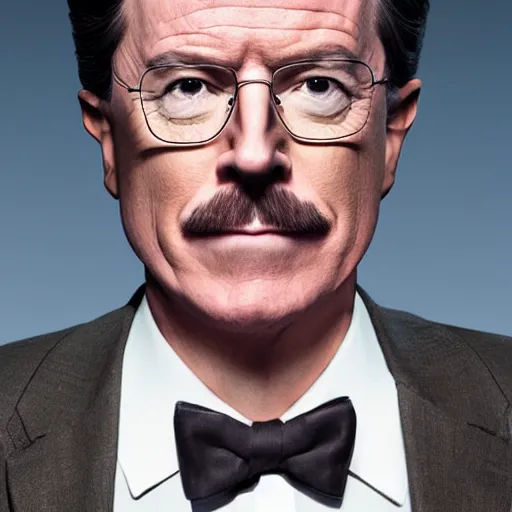 Prompt: portrait of Stephen Colbert as Walter White, award winning photo