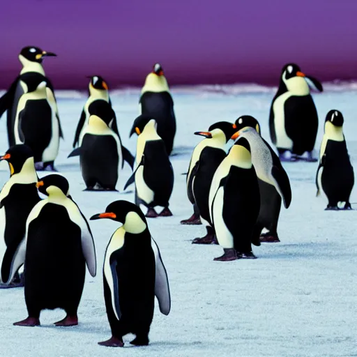 Prompt: beauty pageant of pinguins, photo 2 0 2 2, taken with palaroid