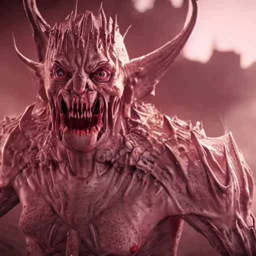Image similar to a giant demon baby eldenring boss, zbrush, arnold render, unrealengine 5, dark souls, horror, extremely detailed