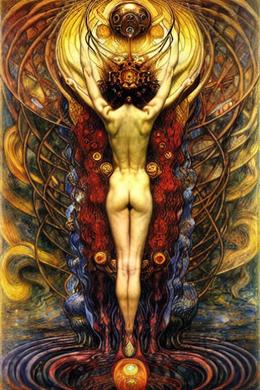 Image similar to Divine Chaos Engine by Karol Bak, Jean Delville, William Blake, Gustav Klimt, and Vincent Van Gogh, symbolist, visionary