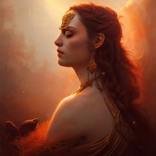 Prompt: majestic gracious regal seductive persephone portrait, ancient greece, atmospheric lighting, painted, menacing, intricate, volumetric lighting, beautiful, rich deep colours masterpiece, golden hour, sharp focus, ultra detailed, by leesha hannigan, ross tran, thierry doizon, kai carpenter, ignacio fernandez rios
