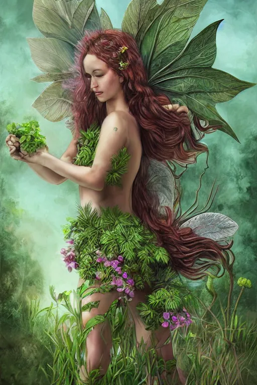 Prompt: book cover | plant fairy | digital painting | highly detailed | ultra realistic | dark fantasy