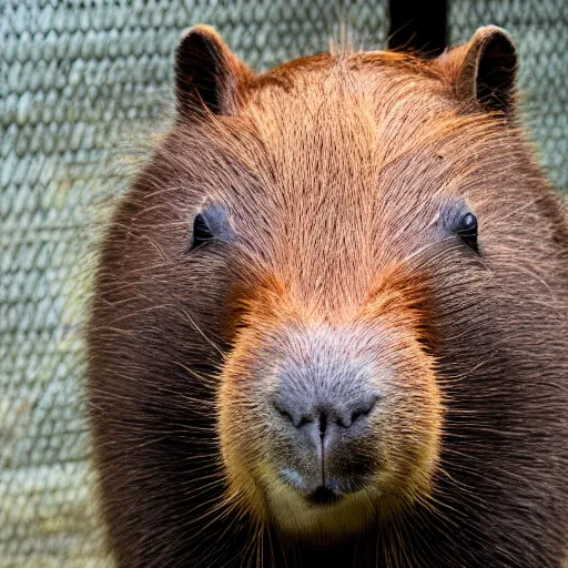 Image similar to a capybara in prison, realistic, ultra high detail, 8 k.