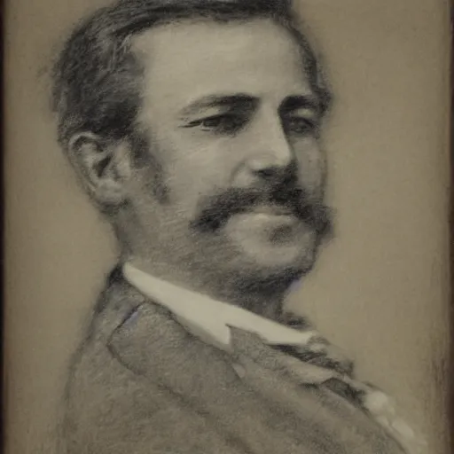 Image similar to portrait of an action hero, suit, tie, smile, by alfred stevens in charcoal