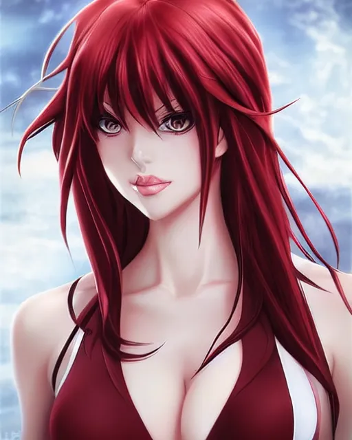 Prompt: beautiful portrait of a Model who looks like Rias Gremory, High School DxD character design by Ross Tran, artgerm detailed, soft lighting