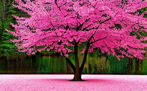 Prompt: a forest of cherry blossom trees, ((arizona green tea)), poster