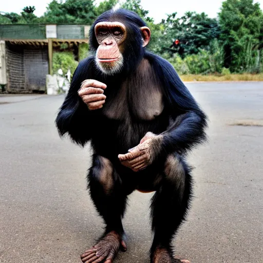 Prompt: A chimpanzee in a vintage military jacket, he has a very good haircut