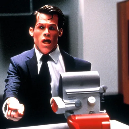 Prompt: still of elmo in american psycho ( 2 0 0 0 ), 8 k, very detailed, very intricate, cinematic,