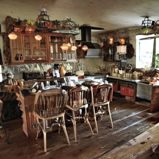 Image similar to a cottage witch's kitchen