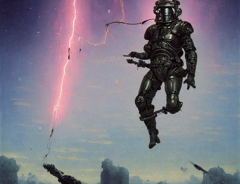 Image similar to a detailed portrait painting of a bounty hunter in combat armour and visor. cinematic sci-fi poster. Flight suit and wires, accurate anatomy. Samurai influence, fencing armour. portrait symmetrical and science fiction theme with lightning, aurora lighting. clouds and stars. Futurism by beksinski carl spitzweg moebius and tuomas korpi. baroque elements. baroque element. intricate artwork by caravaggio. Oil painting. Trending on artstation. 8k