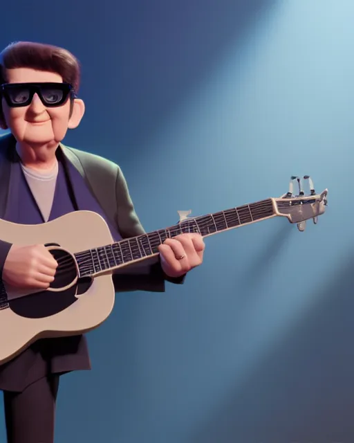 Prompt: disney pixar portrait 8 k photo of roy orbison on a smoky stage : : by weta, greg rutkowski, wlop, ilya kuvshinov, rossdraws, artgerm, annie leibovitz, rave, unreal engine, alphonse mucha : :