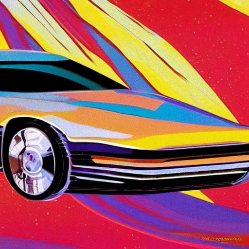 Image similar to a fancy alien car as 9 0 s masterpiece artwork