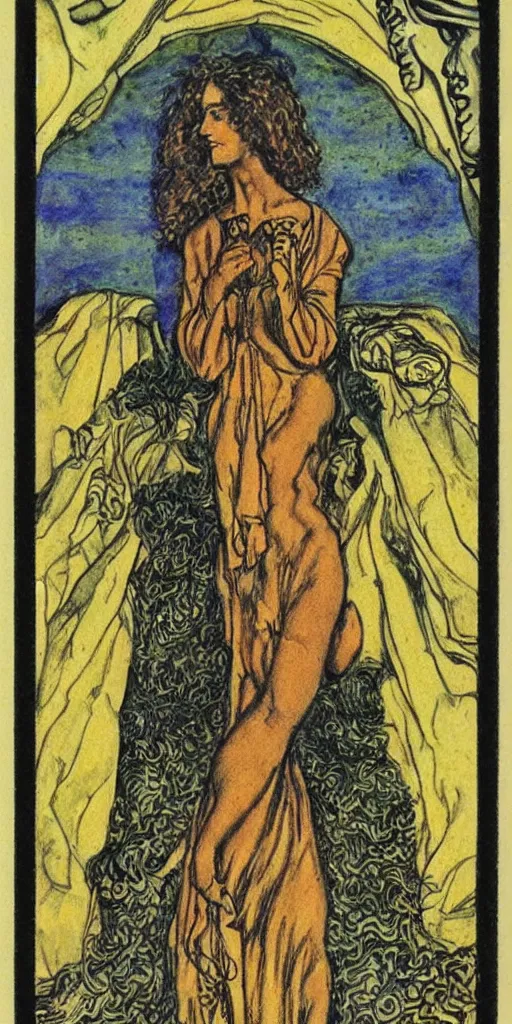 Prompt: the 6 of cups tarot card by austin osman spare