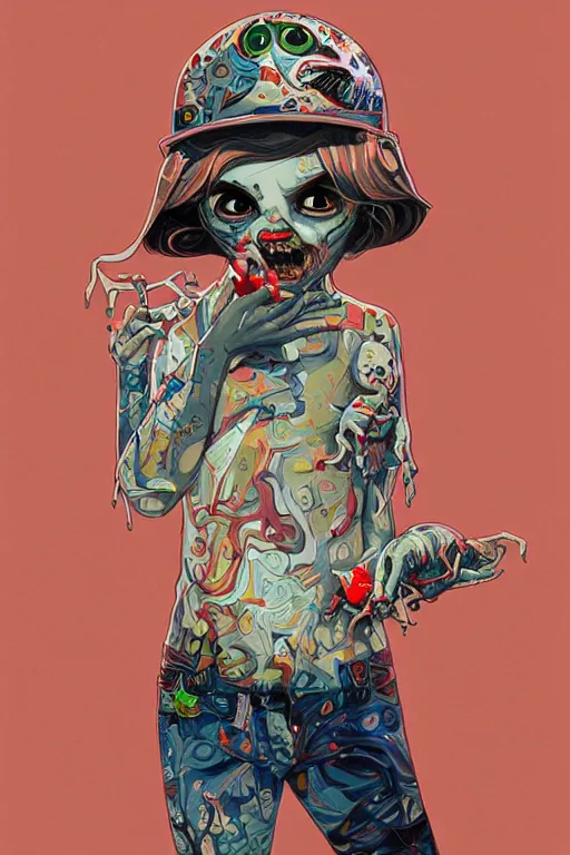 Image similar to a baby zombie in a pocket, tristan eaton, victo ngai, artgerm, rhads, ross draws