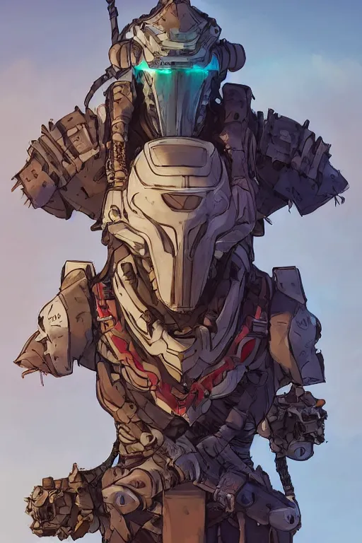 Image similar to combination suit armor aloy horizon forbidden west horizon zero dawn robot ninja mask helmet backpack tribal, art gta 5 comics, official fanart behance hd artstation by jesper ejsing, by rhads, makoto shinkai and lois van baarle, ilya kuvshinov, ossdraws radiating a glowing aura cgi rtx 2 0 2 2