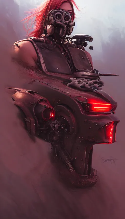 Image similar to road warrior, gemma chan girl, carmageddon, muscle cars, weapons, mad max, blood drive, made by stanley artgerm lau, wlop, rossdraws, james jean, andrei riabovitchev, marc simonetti, yoshitaka amano, beksinski artstation, cgsociety