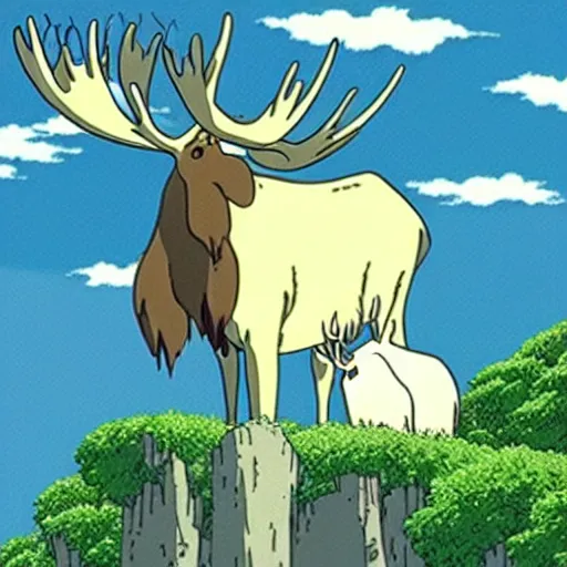 Image similar to Loving Moose God by Studio Ghibli, award-winning art, Spirited Away