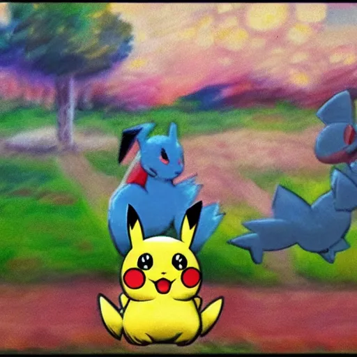 Image similar to impressionist pokemon battle